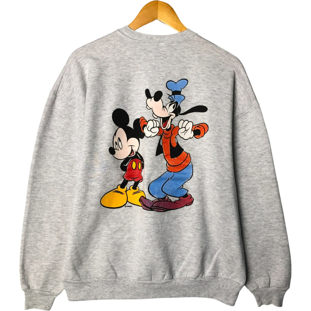 90'S Belbasine Mickey Mouse & Goofy Character Sweatshirt, Made in USA, Men's Size XL polyester gray type Vintage Second Hand