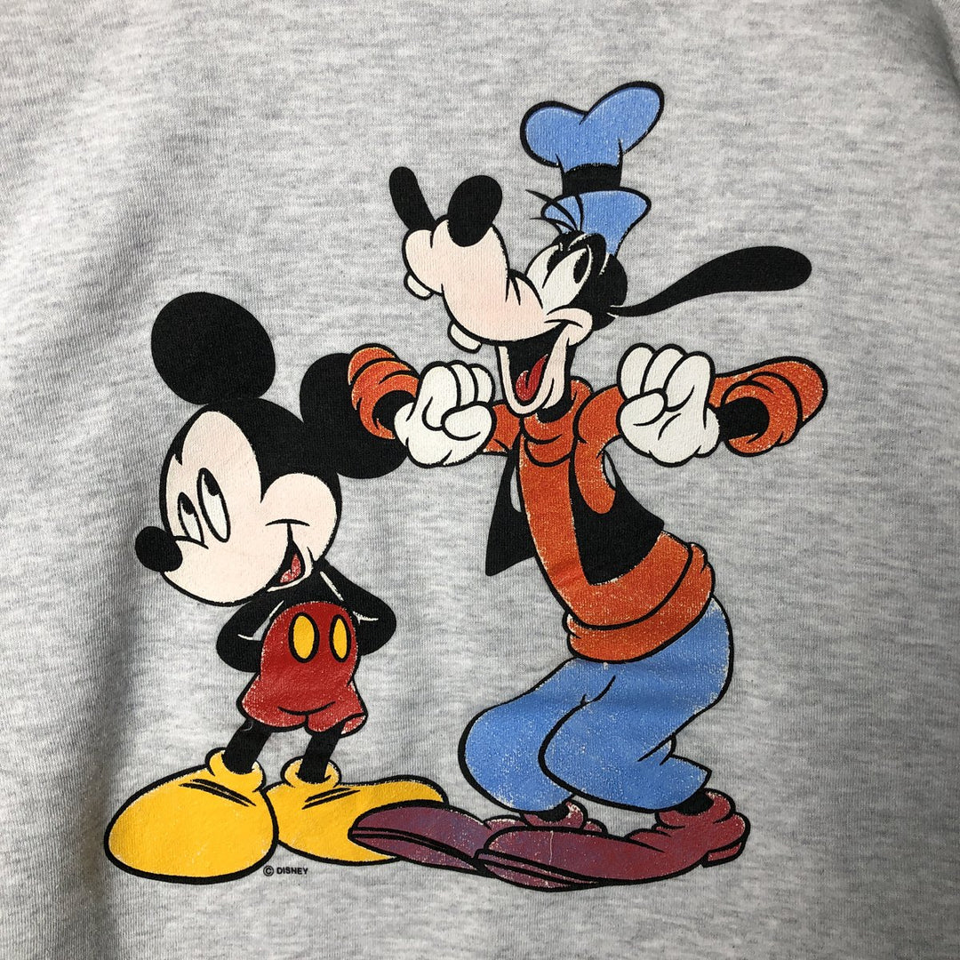 90'S Belbasine Mickey Mouse & Goofy Character Sweatshirt, Made in USA, Men's Size XL polyester gray type Vintage Second Hand