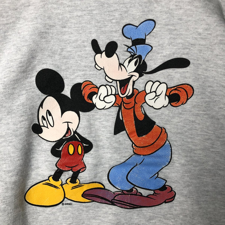 90'S Belbasine Mickey Mouse & Goofy Character Sweatshirt, Made in USA, Men's Size XL polyester gray type Vintage Second Hand