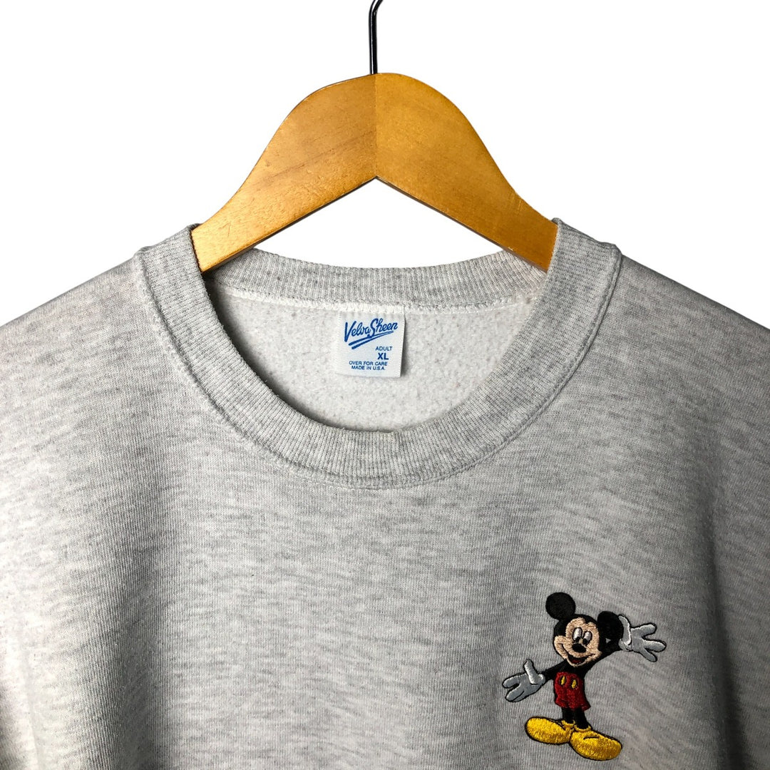 90'S Belbasine Mickey Mouse & Goofy Character Sweatshirt, Made in USA, Men's Size XL polyester gray type Vintage Second Hand