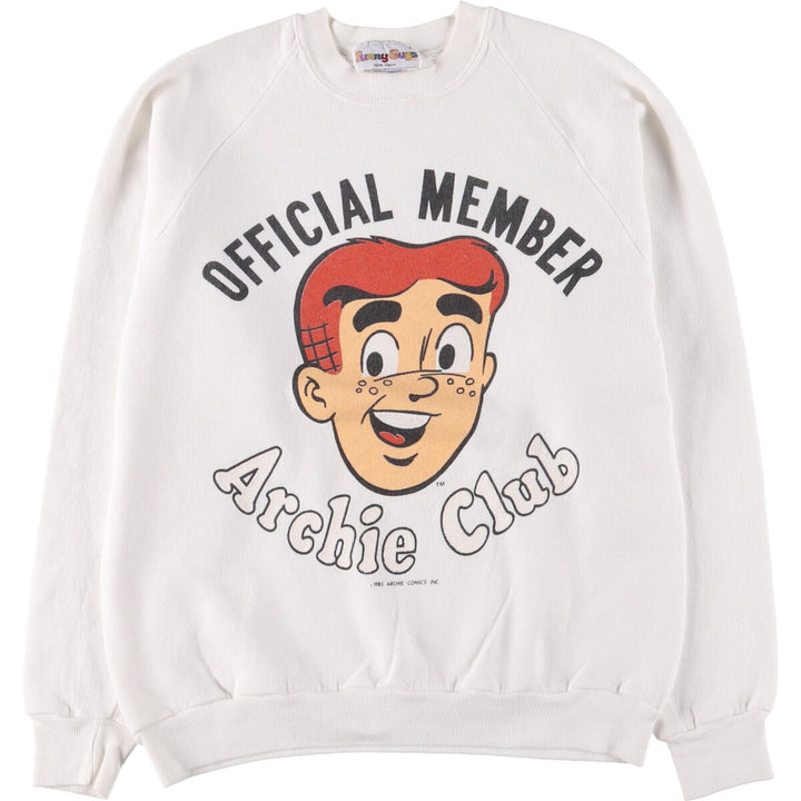 80'S Funny Guys Archie Comics Archie Andrews Character Sweatshirt, Made in USA, Men's Size L cotton white type Vintage Second Hand