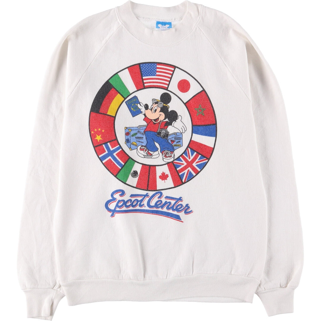 1980'S Disney MICKEY MOUSE Stars and Stripes Sweatshirt, Made in USA, Men's Size M cotton white type Vintage Second Hand
