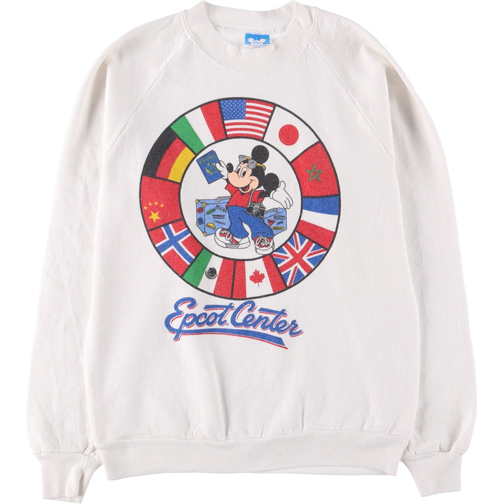 1980'S Disney MICKEY MOUSE Stars and Stripes Sweatshirt, Made in USA, Men's Size M cotton white type Vintage Second Hand