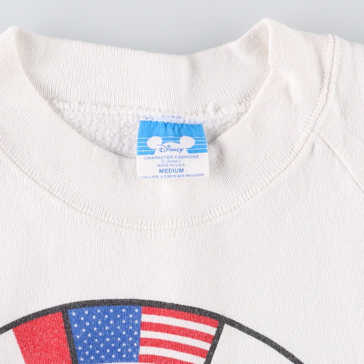 1980'S Disney MICKEY MOUSE Stars and Stripes Sweatshirt, Made in USA, Men's Size M cotton white type Vintage Second Hand
