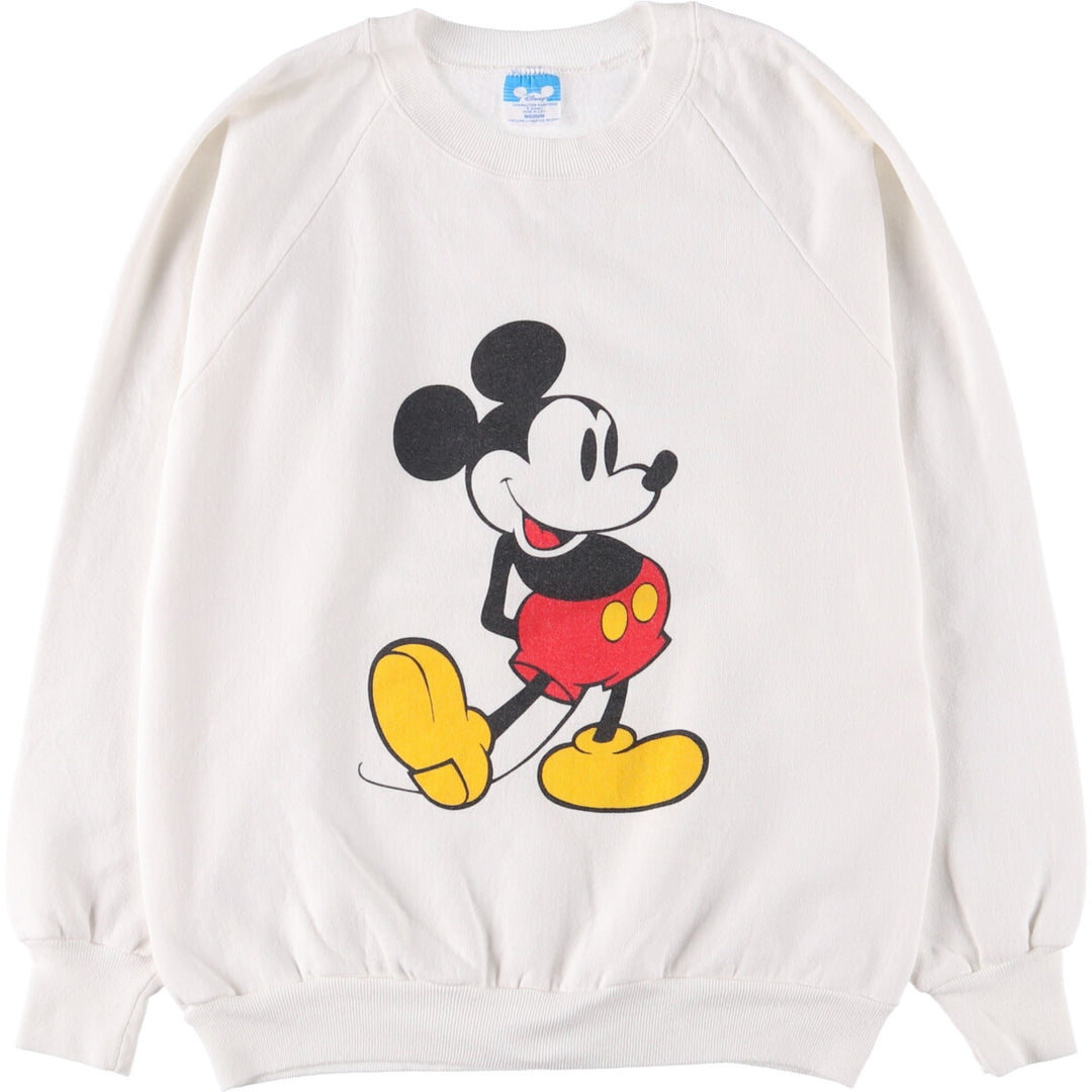 1980'S Disney Mickey Mouse character sweatshirt, Made in USA, Men's size M polyester white type Vintage Second Hand