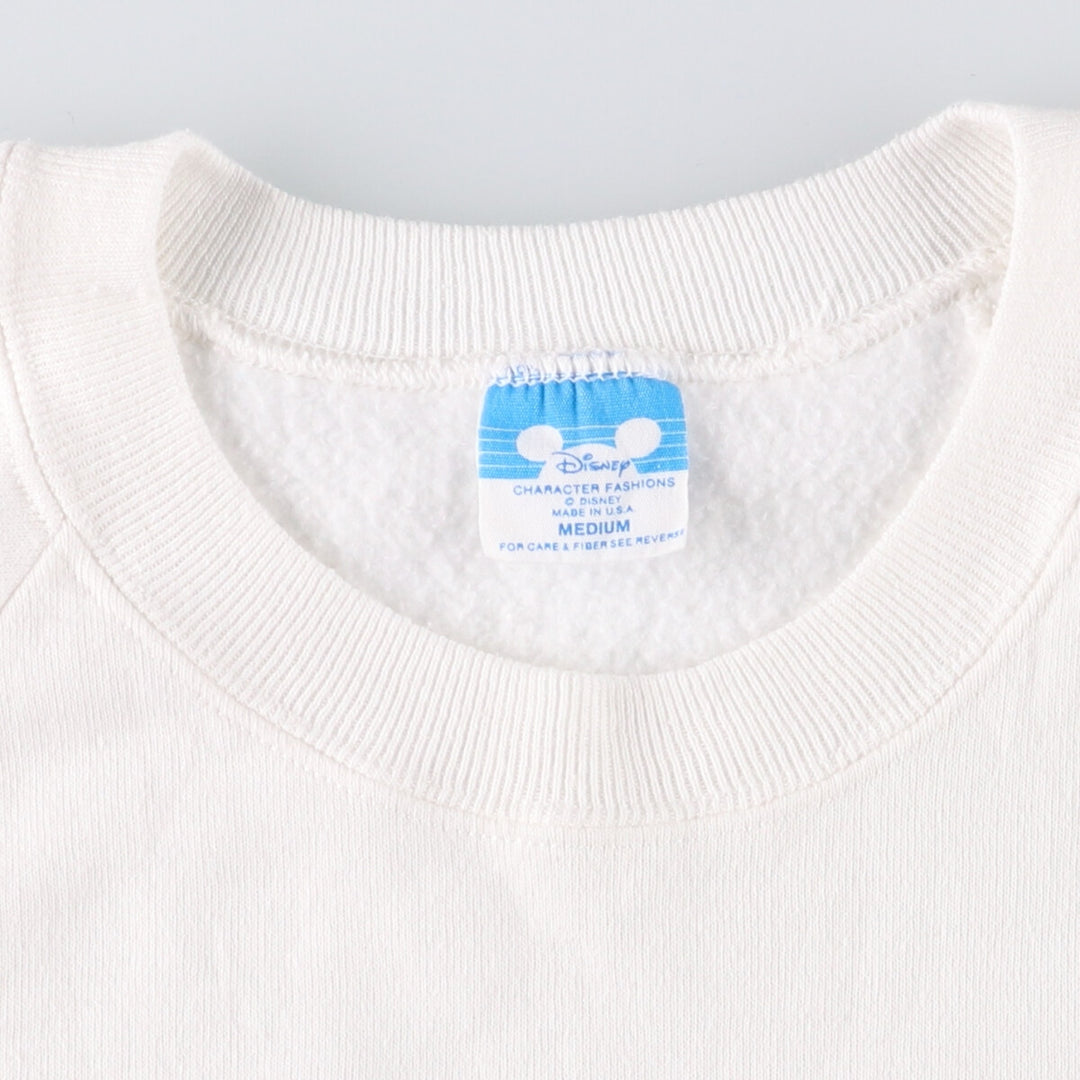 1980'S Disney Mickey Mouse character sweatshirt, Made in USA, Men's size M polyester white type Vintage Second Hand