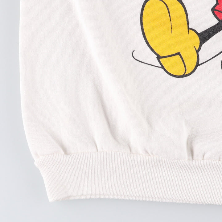 1980'S Disney Mickey Mouse character sweatshirt, Made in USA, Men's size M polyester white type Vintage Second Hand