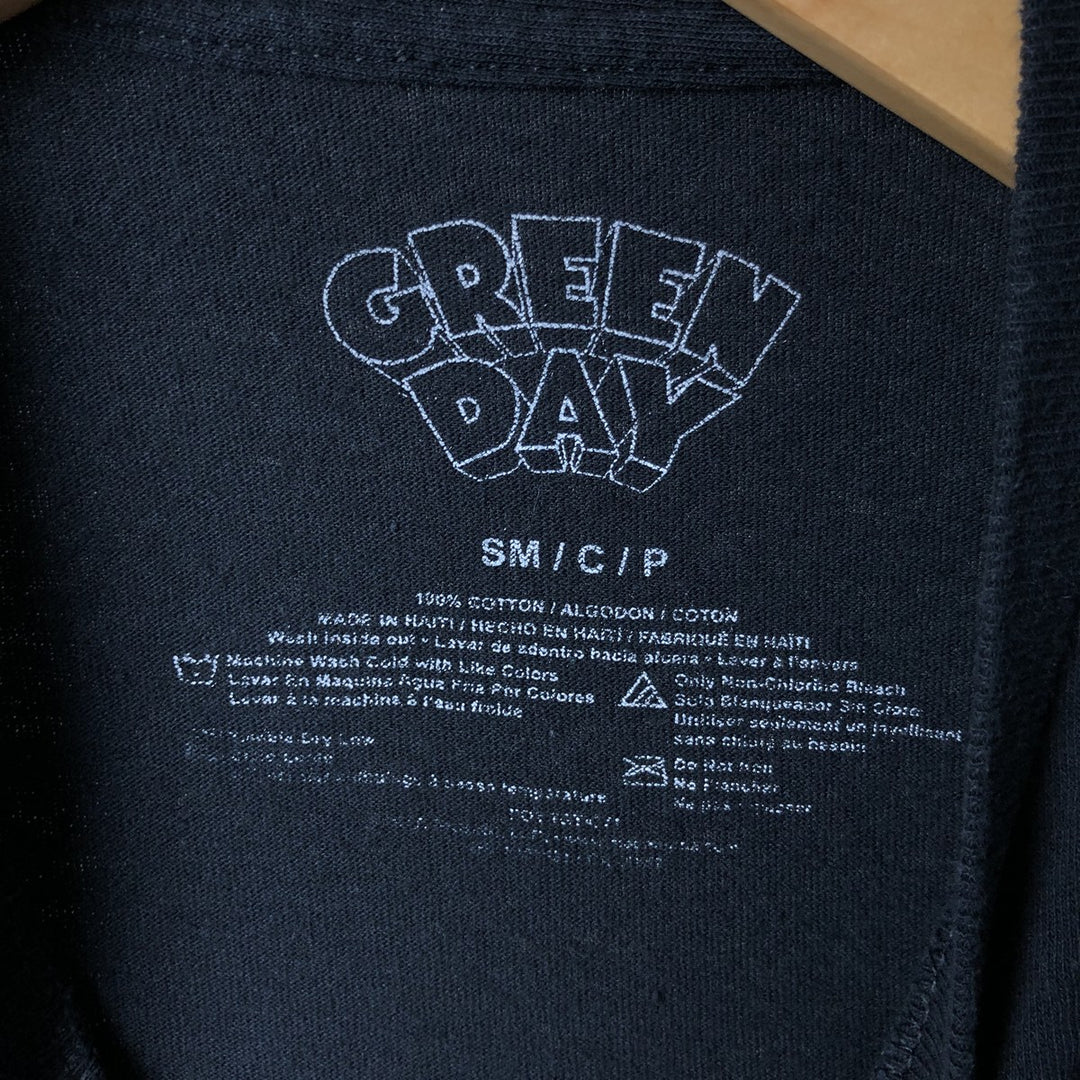GREEN DAY Green Day Band T-shirt Band T Men's S size cotton black type Vintage Second Hand