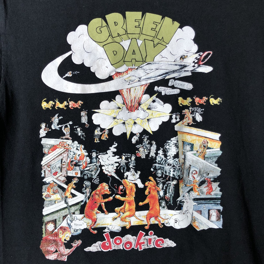 GREEN DAY Green Day Band T-shirt Band T Men's S size cotton black type Vintage Second Hand