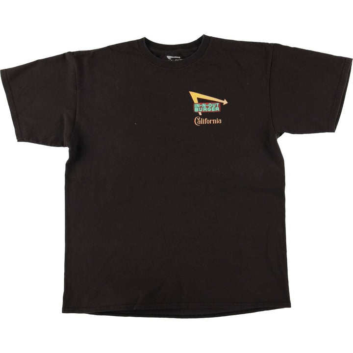 IN-N-OUT BURGER In-and-Out Burger Advertising T-shirt, Men's L size cotton black type Vintage Second Hand