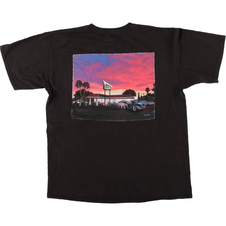 IN-N-OUT BURGER In-and-Out Burger Advertising T-shirt, Men's L size cotton black type Vintage Second Hand
