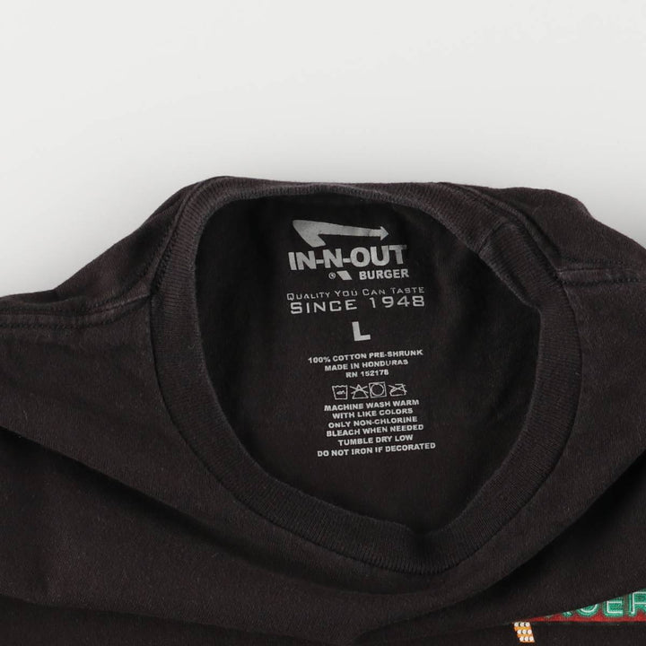 IN-N-OUT BURGER In-and-Out Burger Advertising T-shirt, Men's L size cotton black type Vintage Second Hand