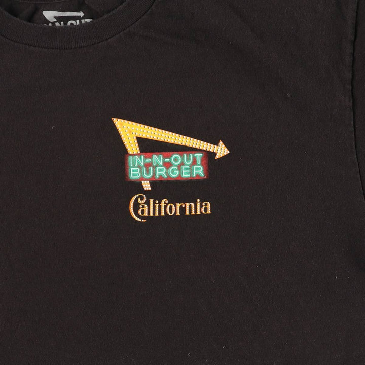 IN-N-OUT BURGER In-and-Out Burger Advertising T-shirt, Men's L size cotton black type Vintage Second Hand