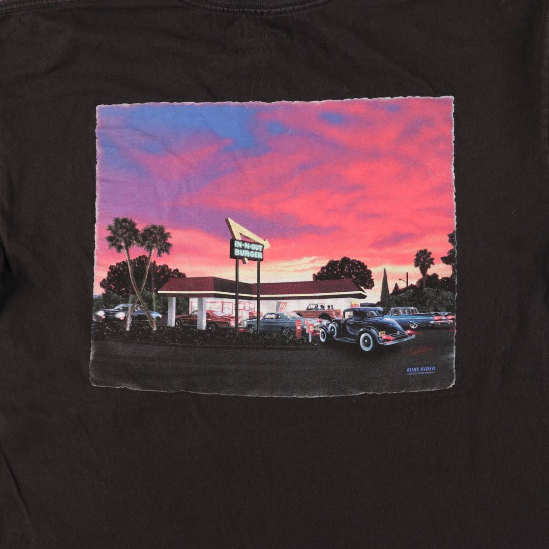 IN-N-OUT BURGER In-and-Out Burger Advertising T-shirt, Men's L size cotton black type Vintage Second Hand