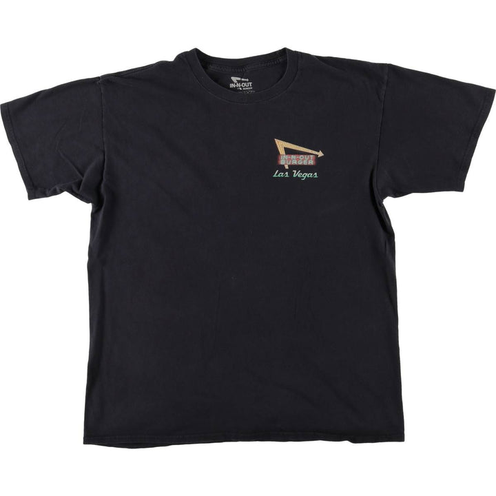 IN-N-OUT BURGER In-and-Out Burger Advertising T-shirt, Men's L size cotton black type Vintage Second Hand