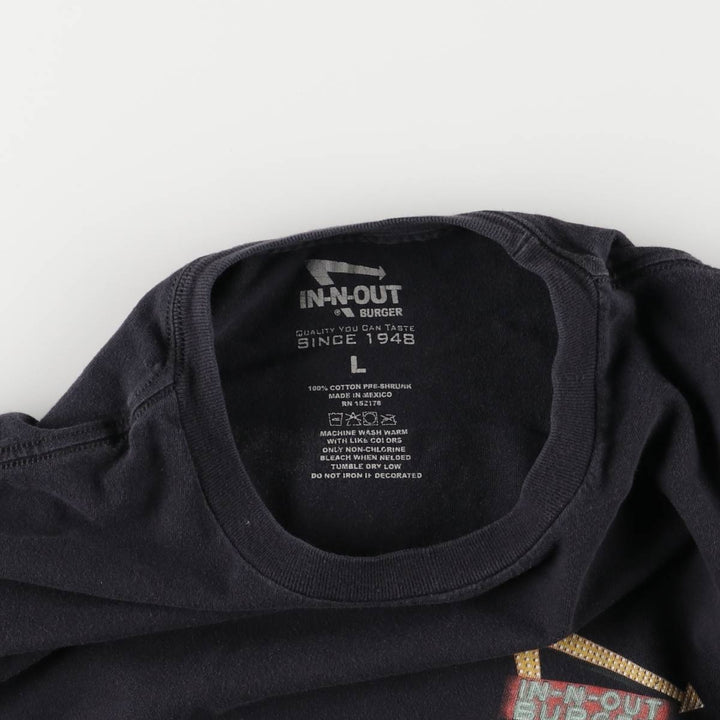 IN-N-OUT BURGER In-and-Out Burger Advertising T-shirt, Men's L size cotton black type Vintage Second Hand