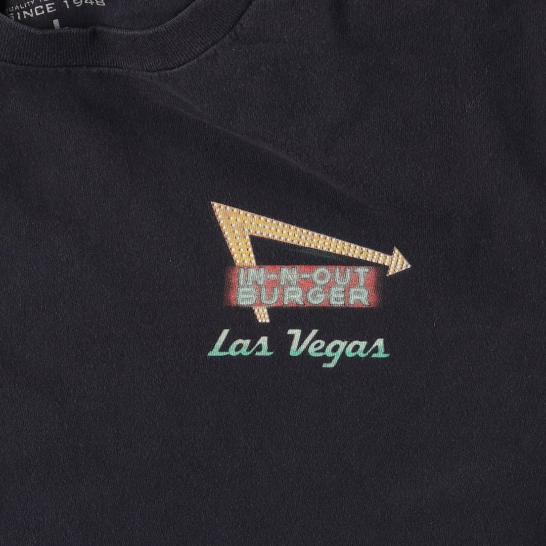 IN-N-OUT BURGER In-and-Out Burger Advertising T-shirt, Men's L size cotton black type Vintage Second Hand