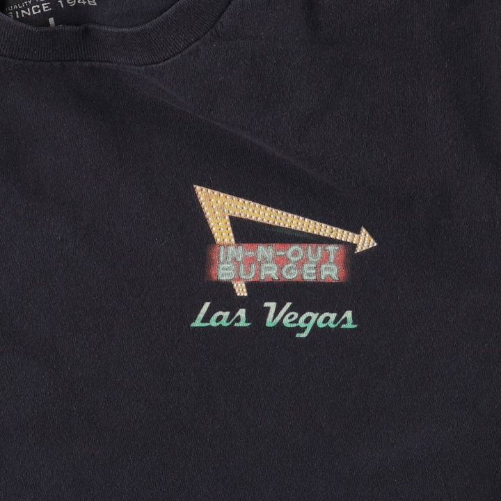 IN-N-OUT BURGER In-and-Out Burger Advertising T-shirt, Men's L size cotton black type Vintage Second Hand