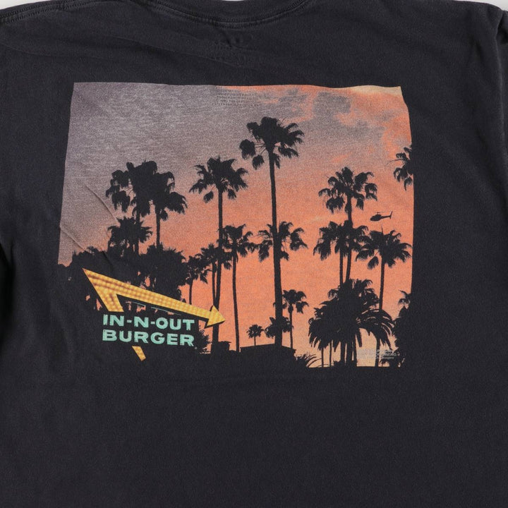 IN-N-OUT BURGER In-and-Out Burger Advertising T-shirt, Men's L size cotton black type Vintage Second Hand