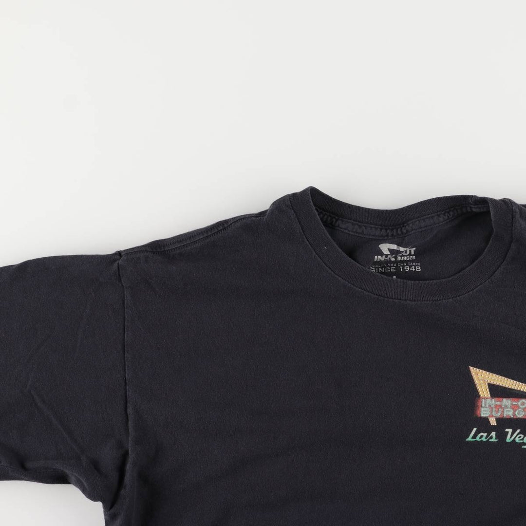 IN-N-OUT BURGER In-and-Out Burger Advertising T-shirt, Men's L size cotton black type Vintage Second Hand