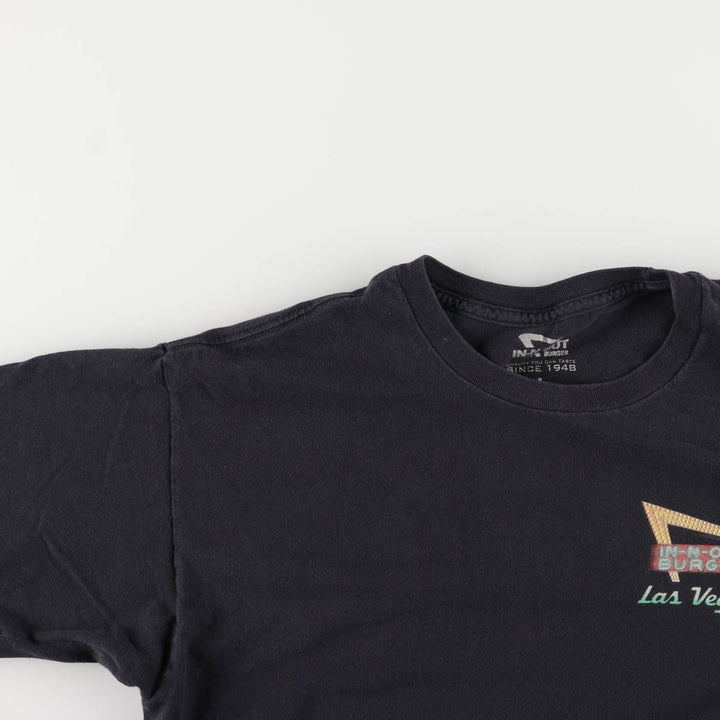 IN-N-OUT BURGER In-and-Out Burger Advertising T-shirt, Men's L size cotton black type Vintage Second Hand