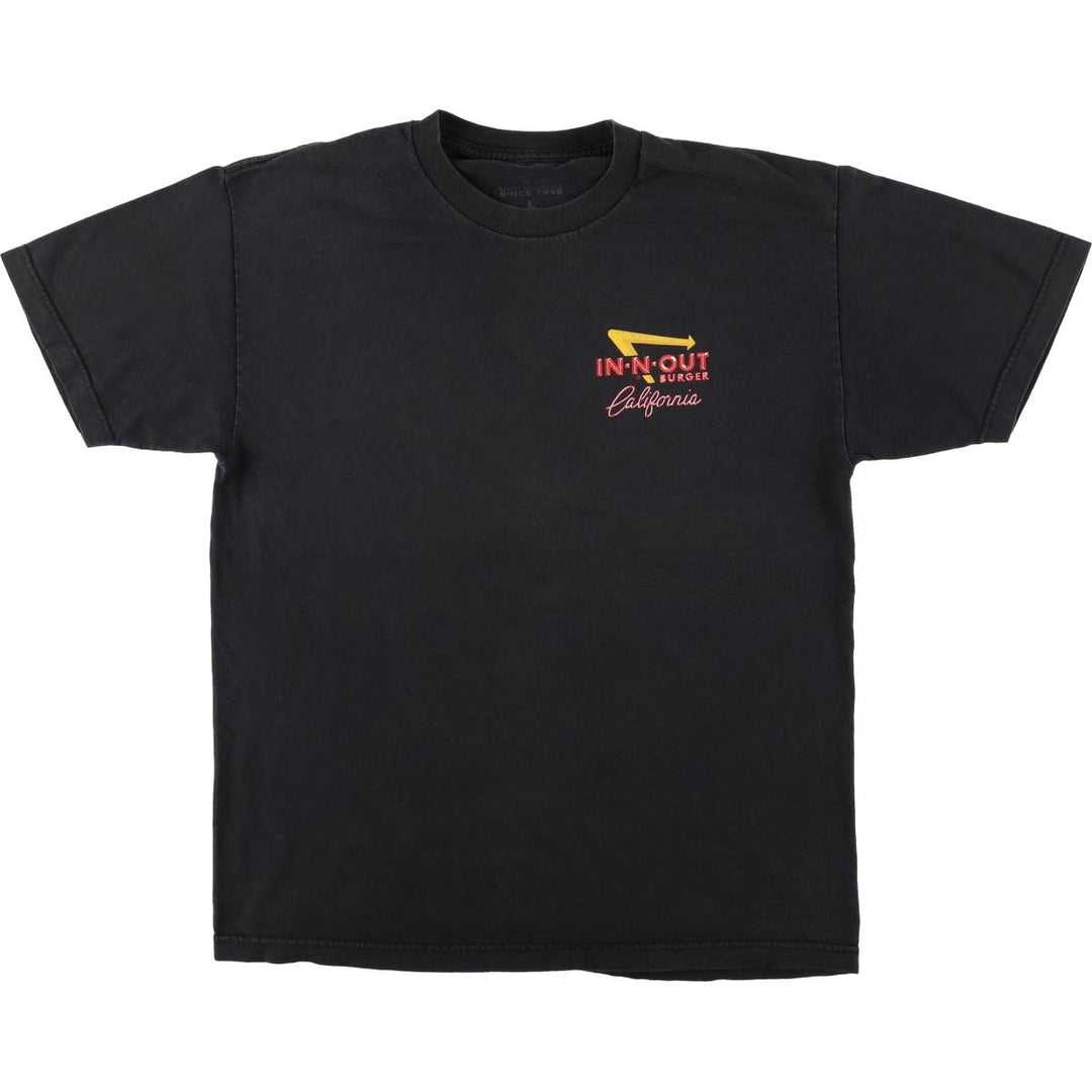 IN-N-OUT BURGER In-and-Out Burger Advertising T-shirt, Men's L size cotton black type Vintage Second Hand