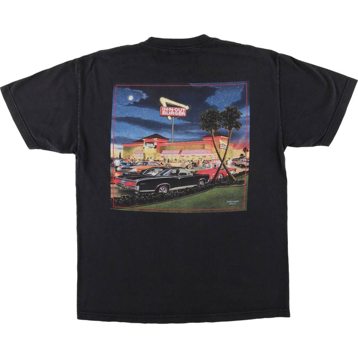 IN-N-OUT BURGER In-and-Out Burger Advertising T-shirt, Men's L size cotton black type Vintage Second Hand