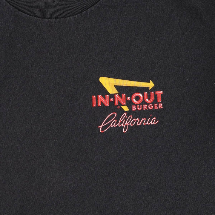 IN-N-OUT BURGER In-and-Out Burger Advertising T-shirt, Men's L size cotton black type Vintage Second Hand
