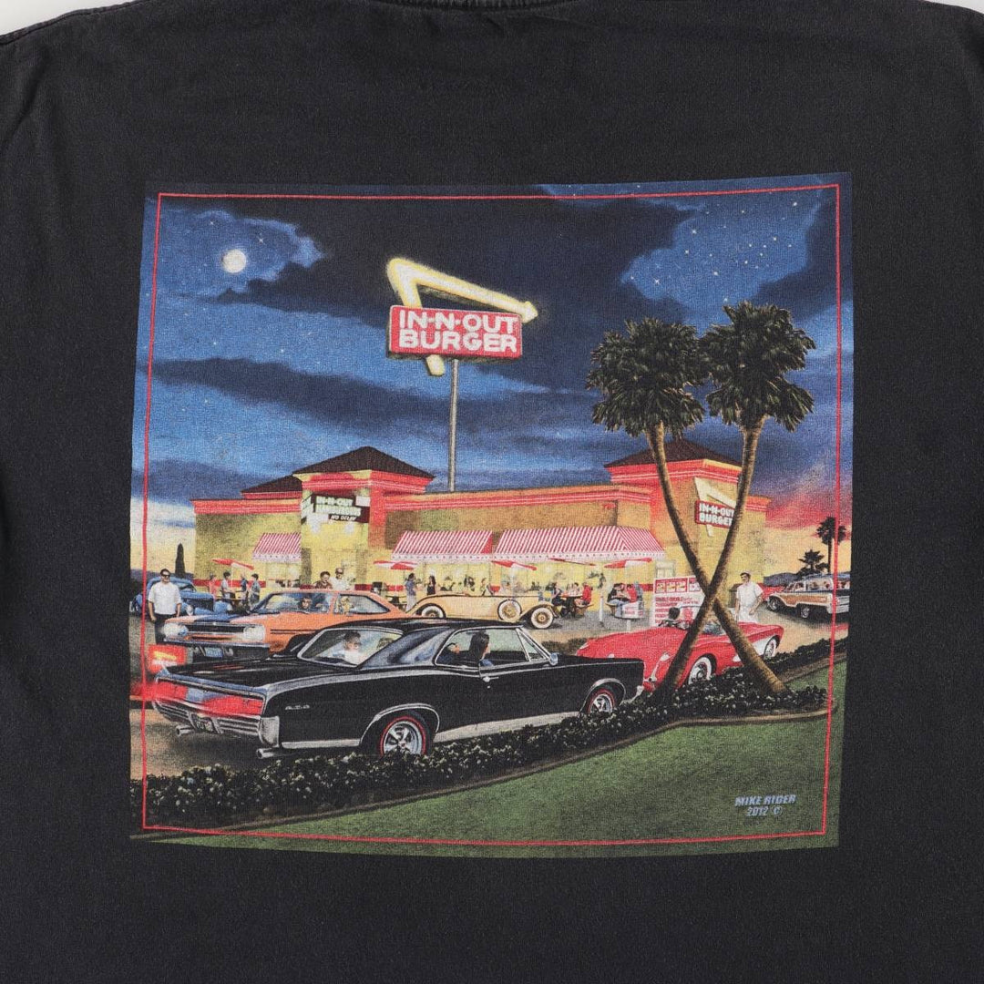 IN-N-OUT BURGER In-and-Out Burger Advertising T-shirt, Men's L size cotton black type Vintage Second Hand