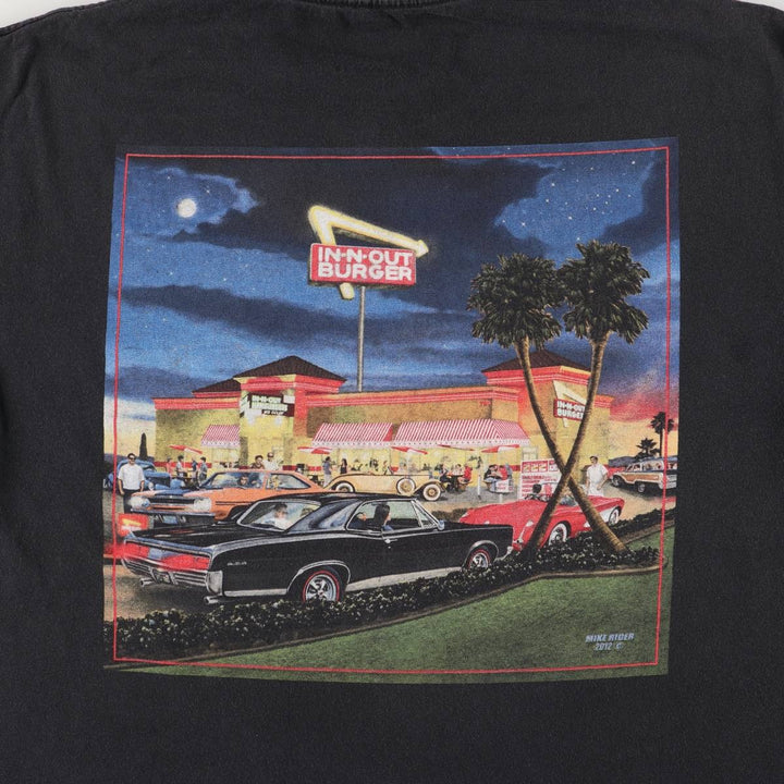 IN-N-OUT BURGER In-and-Out Burger Advertising T-shirt, Men's L size cotton black type Vintage Second Hand