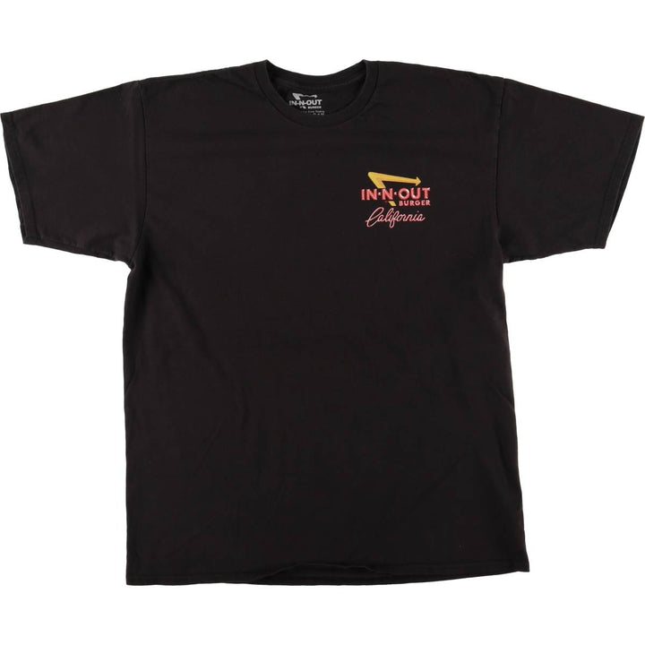 IN-N-OUT BURGER In-and-Out Burger Advertising T-shirt, Men's L size cotton black type Vintage Second Hand