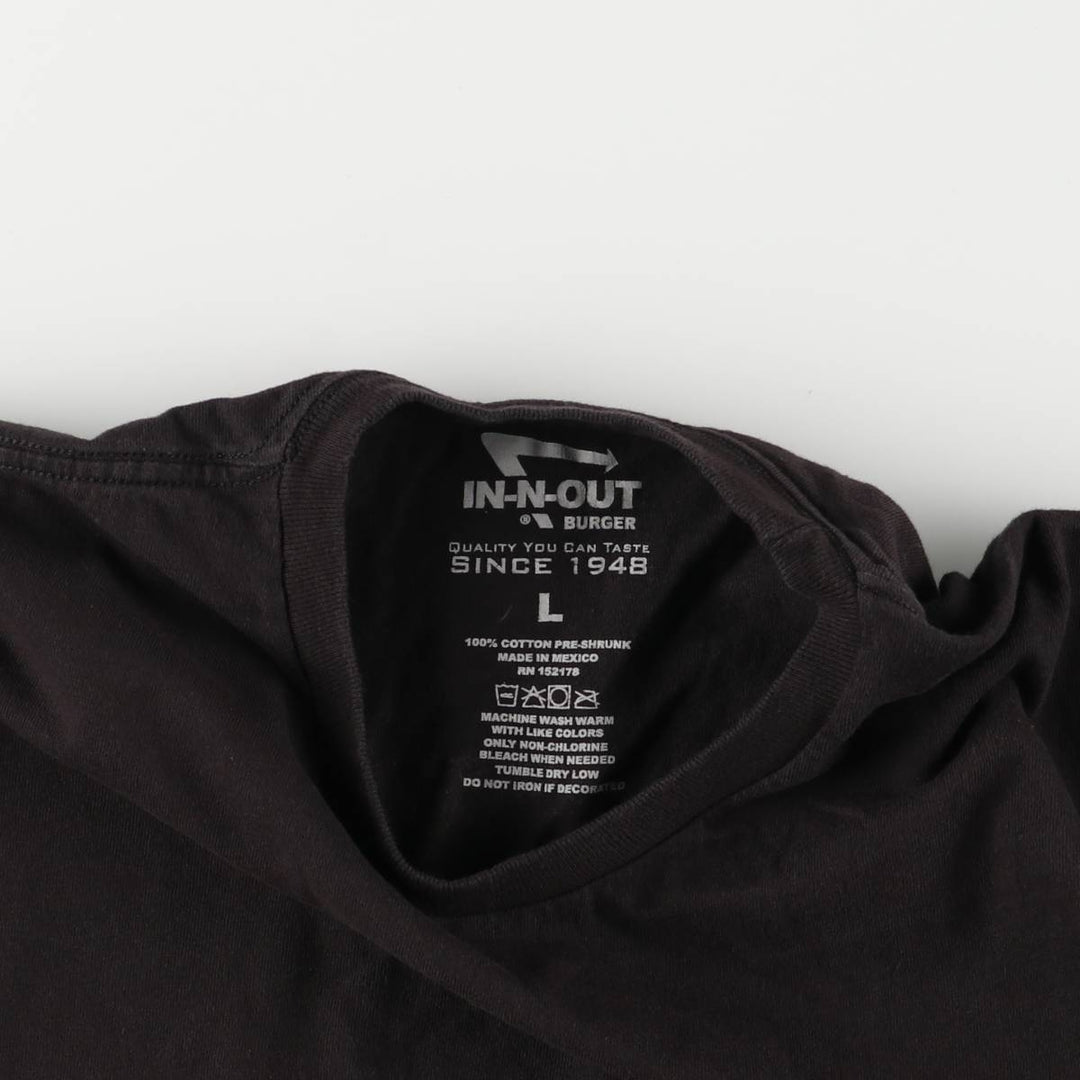 IN-N-OUT BURGER In-and-Out Burger Advertising T-shirt, Men's L size cotton black type Vintage Second Hand