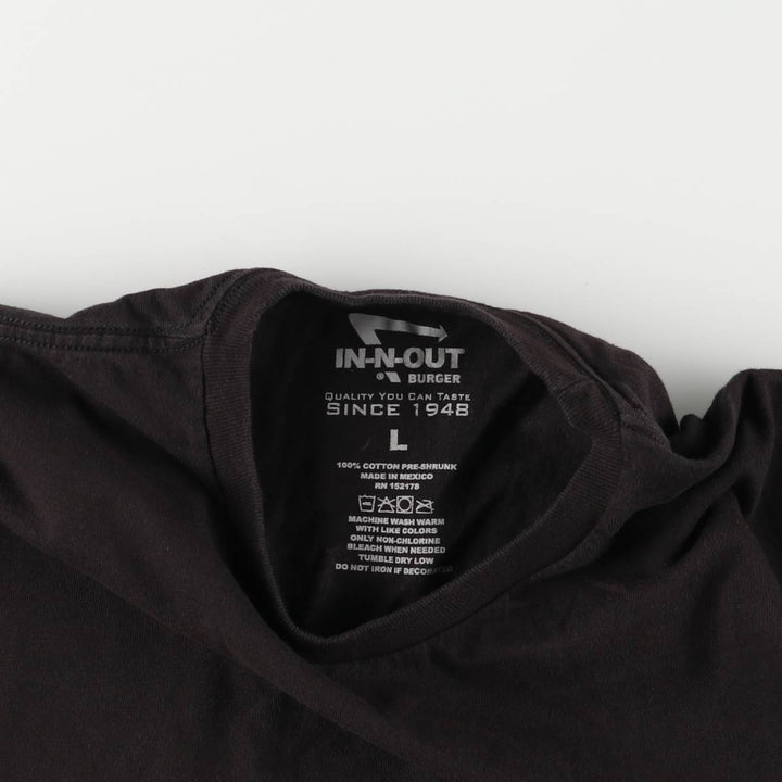 IN-N-OUT BURGER In-and-Out Burger Advertising T-shirt, Men's L size cotton black type Vintage Second Hand