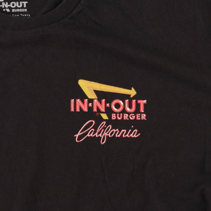 IN-N-OUT BURGER In-and-Out Burger Advertising T-shirt, Men's L size cotton black type Vintage Second Hand