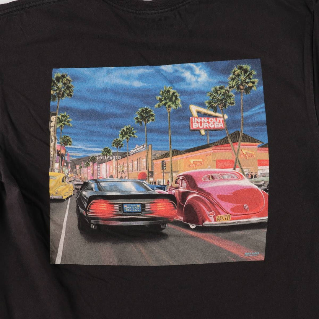 IN-N-OUT BURGER In-and-Out Burger Advertising T-shirt, Men's L size cotton black type Vintage Second Hand