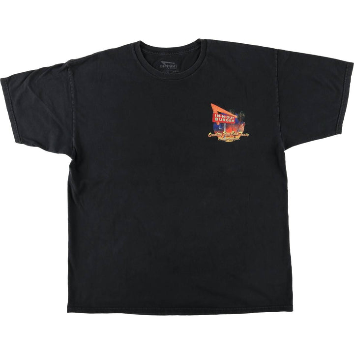 IN-N-OUT BURGER In-and-Out Burger Advertising T-shirt Men's XL size cotton black type Vintage Second Hand