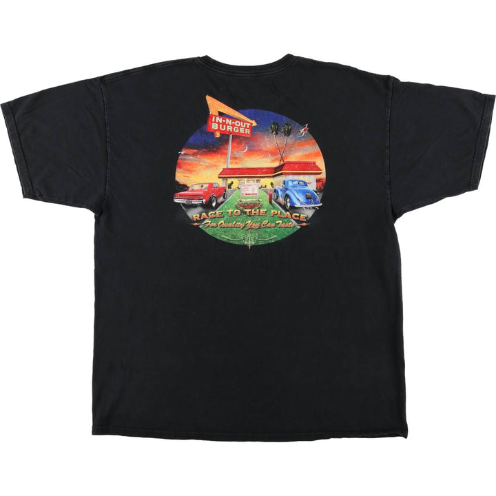 IN-N-OUT BURGER In-and-Out Burger Advertising T-shirt Men's XL size cotton black type Vintage Second Hand