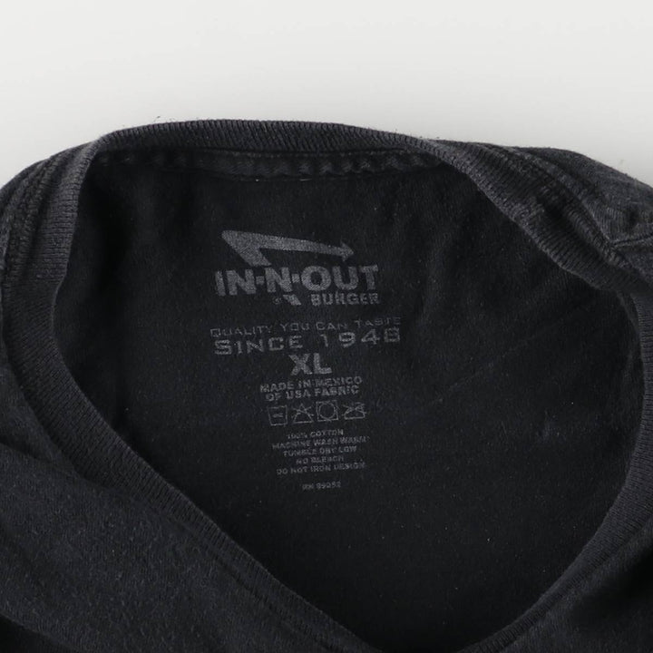 IN-N-OUT BURGER In-and-Out Burger Advertising T-shirt Men's XL size cotton black type Vintage Second Hand