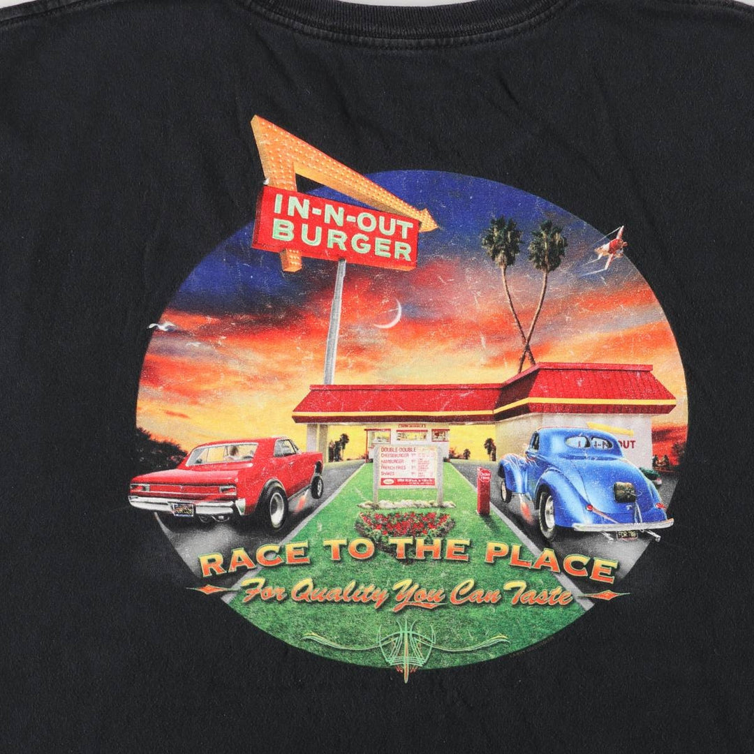 IN-N-OUT BURGER In-and-Out Burger Advertising T-shirt Men's XL size cotton black type Vintage Second Hand