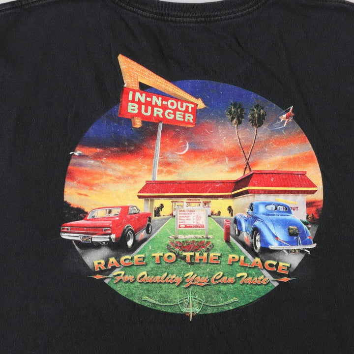 IN-N-OUT BURGER In-and-Out Burger Advertising T-shirt Men's XL size cotton black type Vintage Second Hand