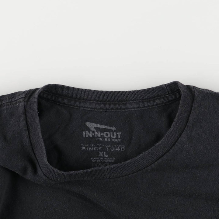 IN-N-OUT BURGER In-and-Out Burger Advertising T-shirt Men's XL size cotton black type Vintage Second Hand