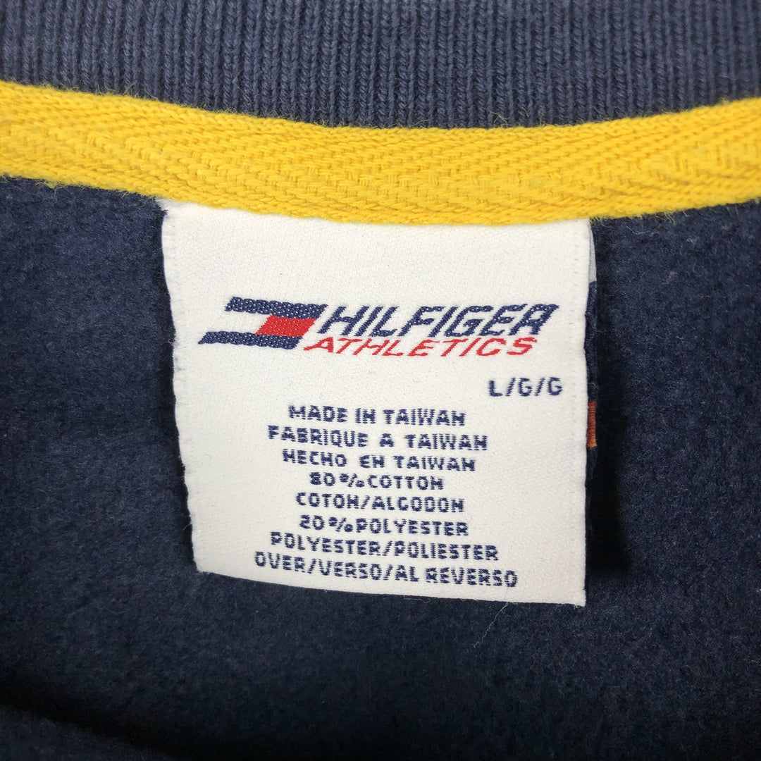 Vintage 90'S Tommy Hilfiger Athletics print sweatshirt, size L, men's cotton navy blue type Vintage Second Hand