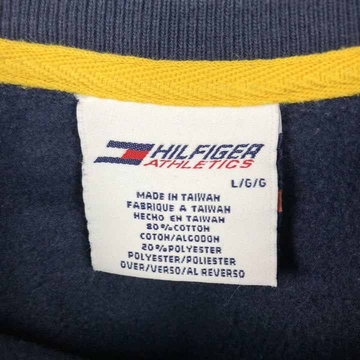 Vintage 90'S Tommy Hilfiger Athletics print sweatshirt, size L, men's cotton navy blue type Vintage Second Hand