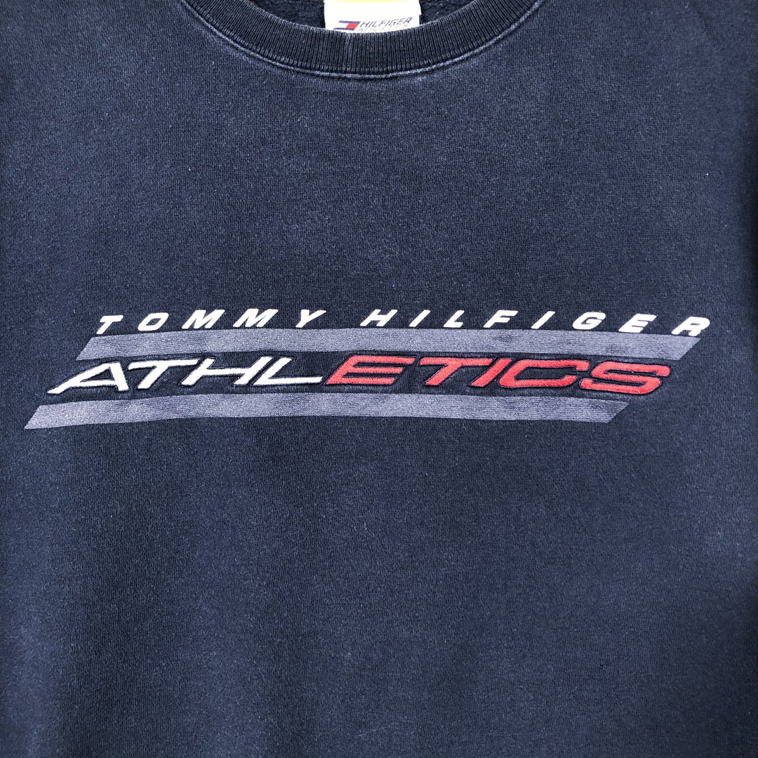 Vintage 90'S Tommy Hilfiger Athletics print sweatshirt, size L, men's cotton navy blue type Vintage Second Hand