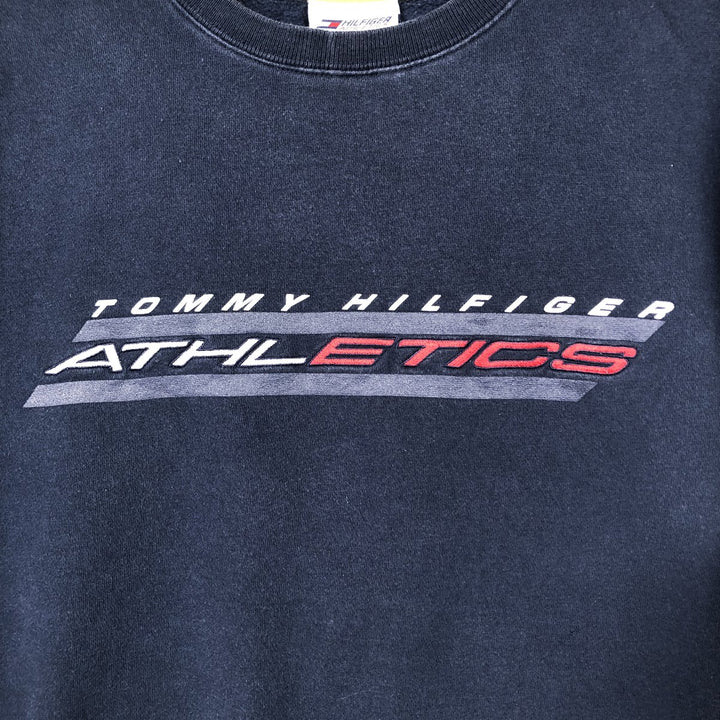 Vintage 90'S Tommy Hilfiger Athletics print sweatshirt, size L, men's cotton navy blue type Vintage Second Hand