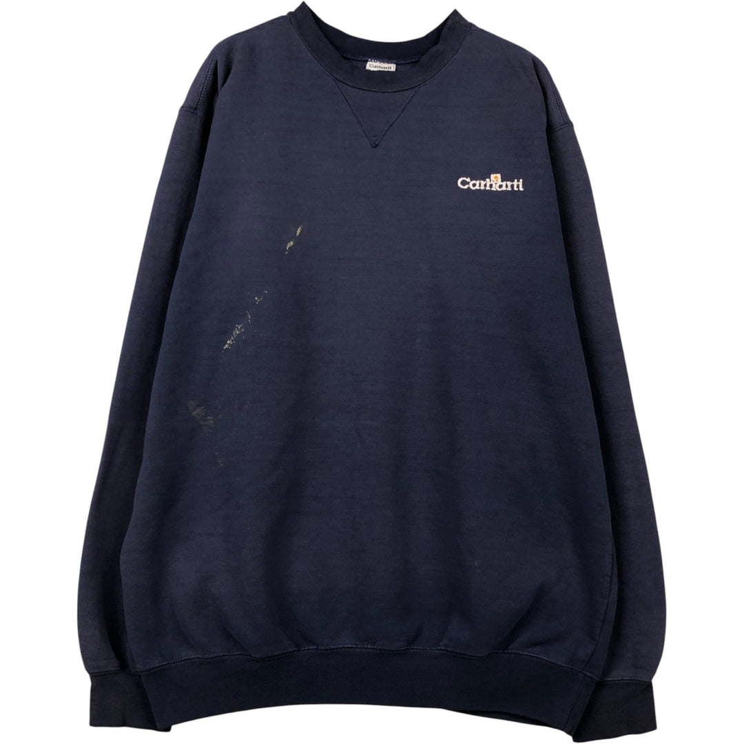 Carhartt One Point Logo Sweatshirt, Men's Size L cotton Navy blue Vintage Second Hand