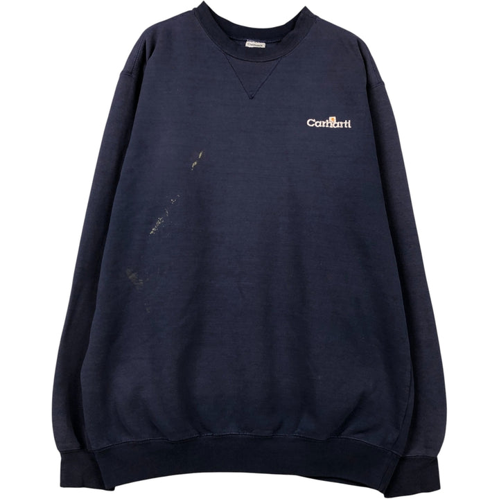 Carhartt One Point Logo Sweatshirt, Men's Size L cotton Navy blue Vintage Second Hand