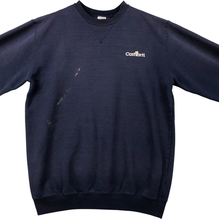 Carhartt One Point Logo Sweatshirt, Men's Size L cotton Navy blue Vintage Second Hand