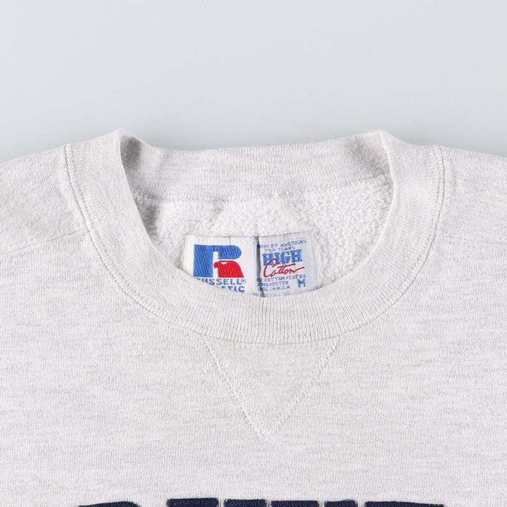 90'S Russell High Cotton College Sweatshirt, Made in USA, Men's Size Medium, Vintage cotton pale white type Vintage Second Hand