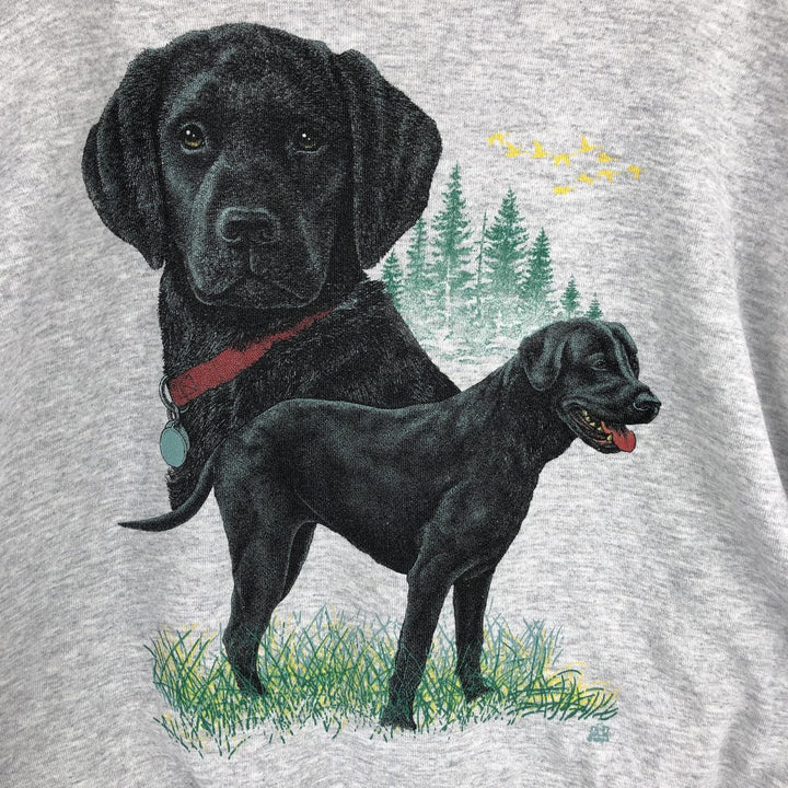 Vintage 90'S Tultex dog print animal sweatshirt, made in the USA, men's size XXL cotton gray type Vintage Second Hand